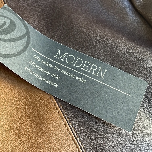 Versona Modern Faux Leather Colorblock Pants - Picture 6 of 6